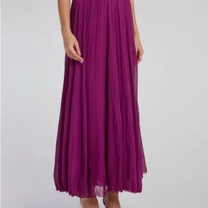 Roberto Cavalli Purple Pleated Silk Maxi Skirt
